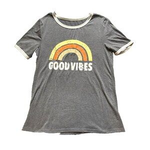 Good Vibes Shirt‎ Womens Small Rainbow Short Sleeve Streetwear Classic Ladies